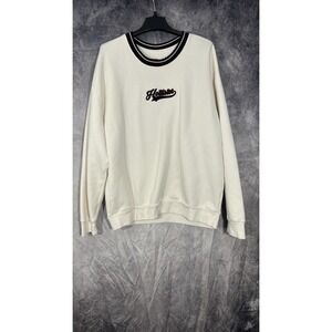 hollister crewneck sweatshirt Signature Logo Embroider White‎ Size XL Men's Soft